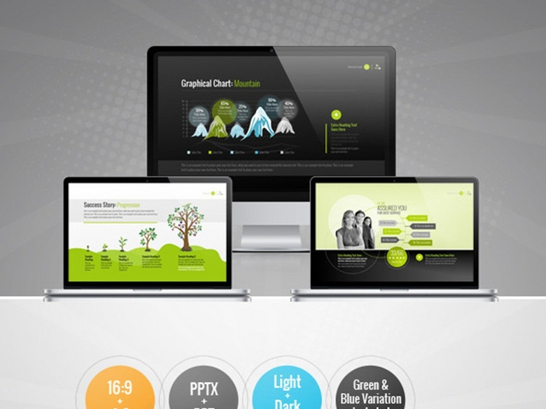 简洁绿调商务风公司简介业务介绍ppt模板(图片