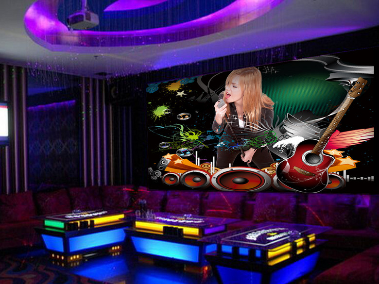 KTV舞厅卡拉OK美女夜店酒吧工装背景墙(图片