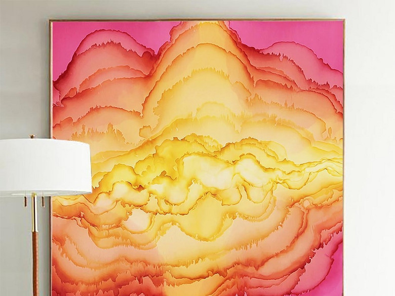 欧美火焰纹理火山抽象画高清大理石无框装饰(