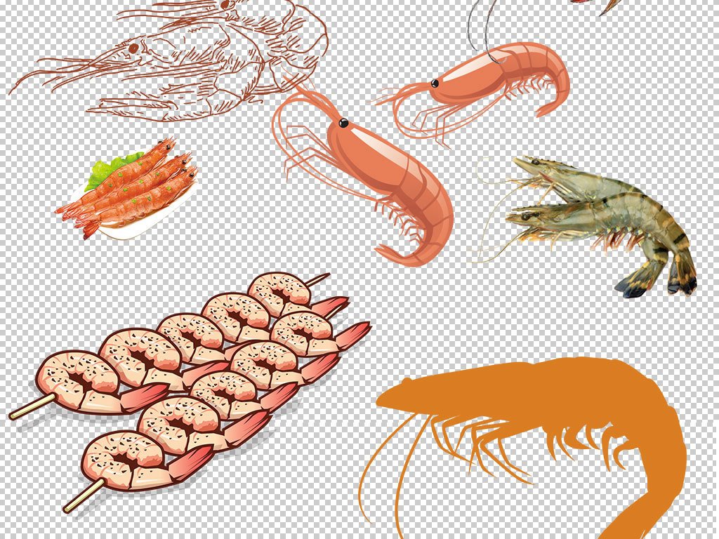 卡通油焖大虾形象美食海报设计素材
