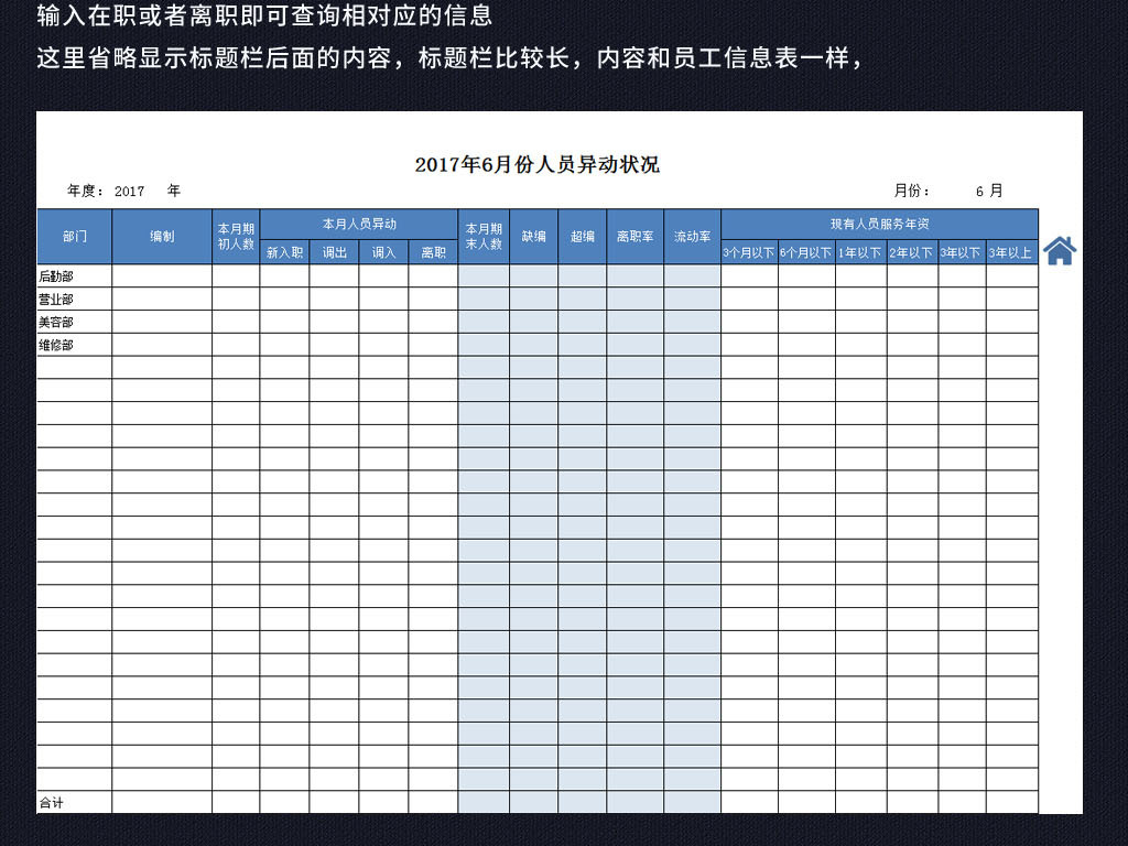 企业公司人事档案员工信息表格excel