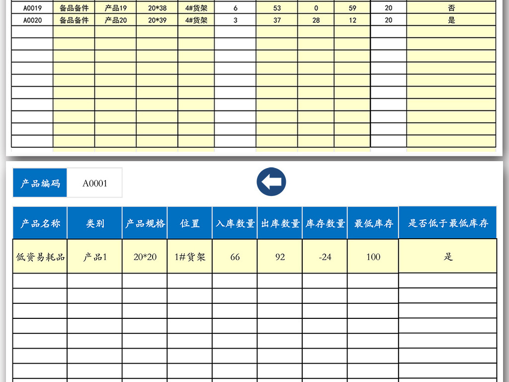 库房货品出入库管理系统Excel表格模板