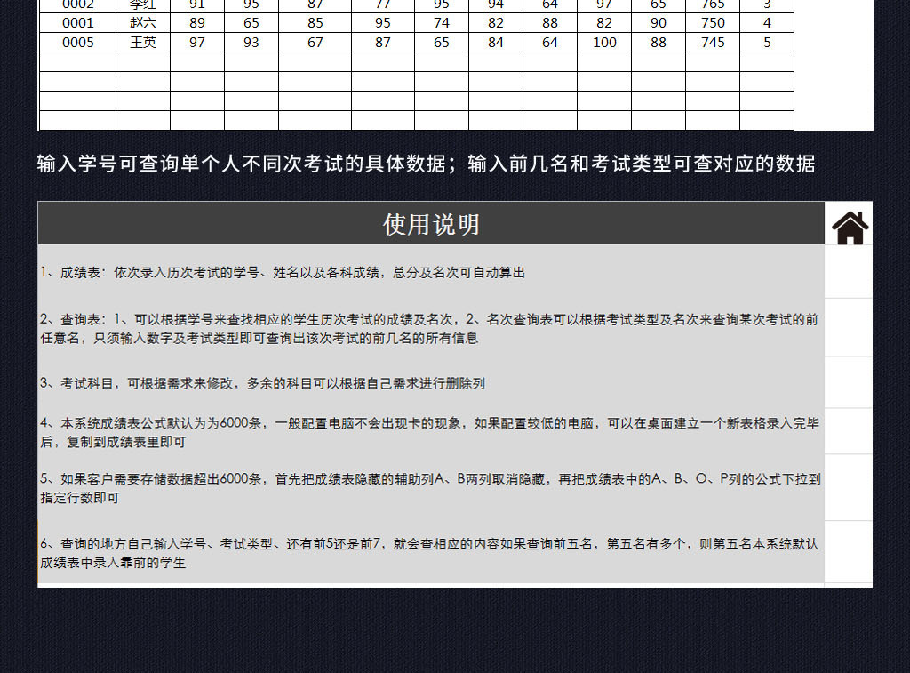 学生考试成绩表成绩单管理查询系统表格模板