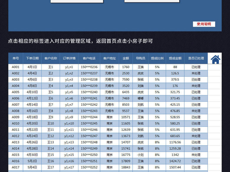 员工销售订单管理提成工资统计查询系统表格(