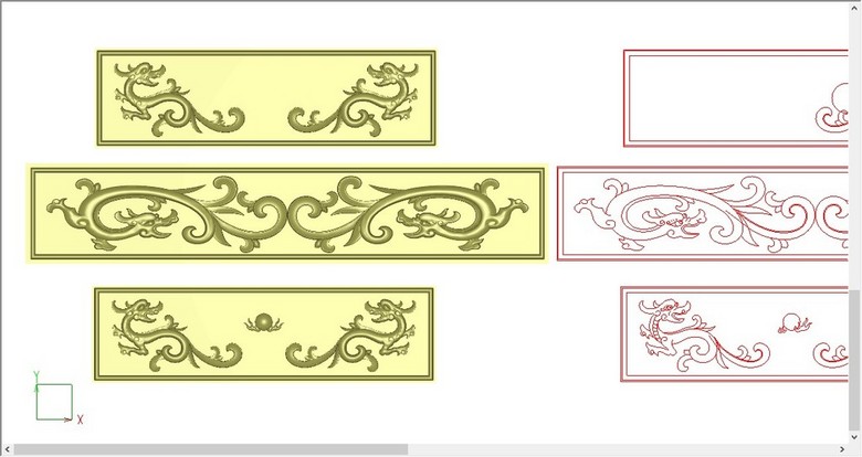 扣手草龙抽斗精雕图浮雕雕刻图灰度图抽板洋花