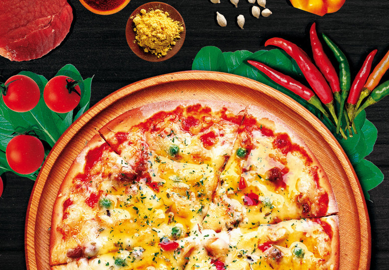 高档西餐厅意大利美食烤肉披萨促销宣传海报(