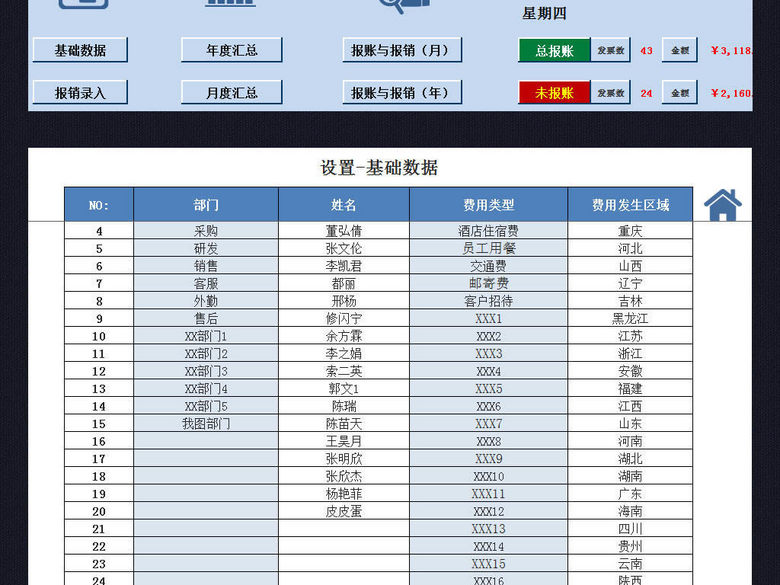 企业公司费用报销管理系统表格excel(图片编号