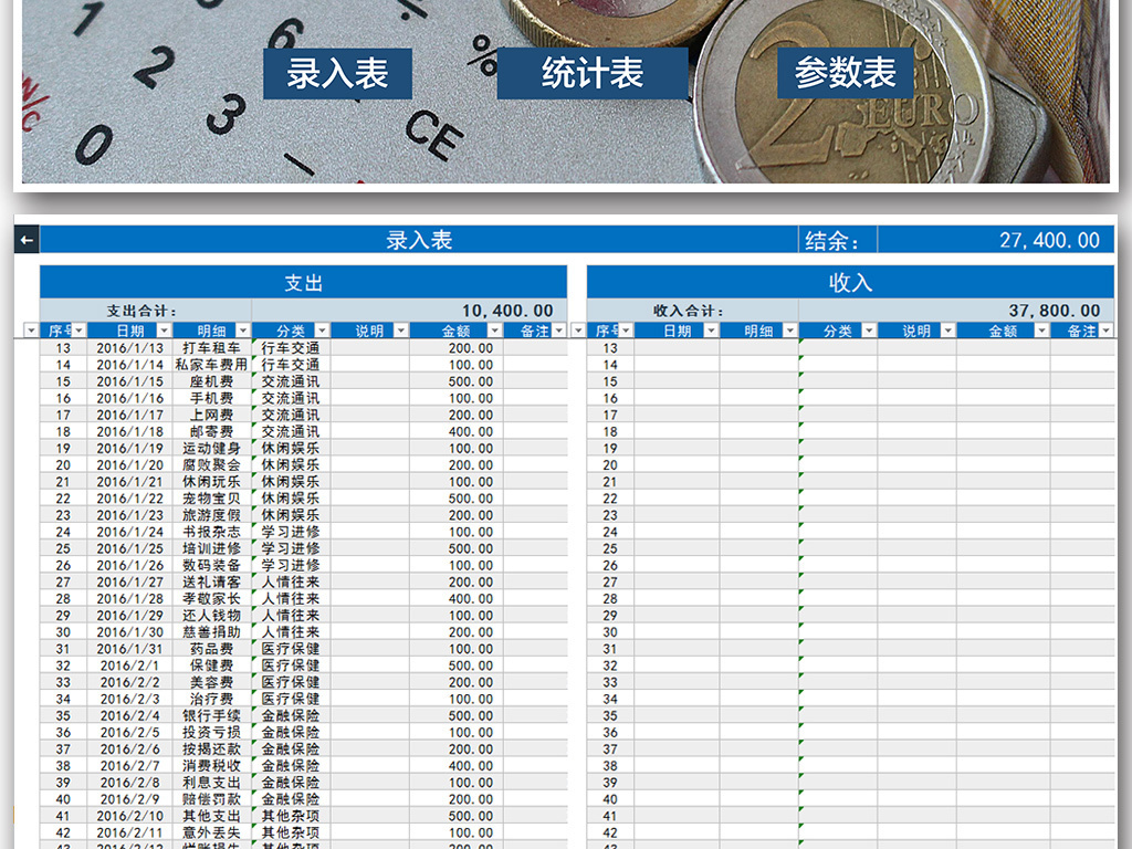 收入支出表格模板_收入支出明细表格下载(2)