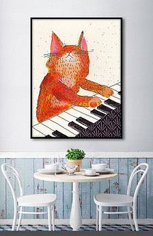 海上钢琴师北欧现代复古简约手绘时尚.图片设