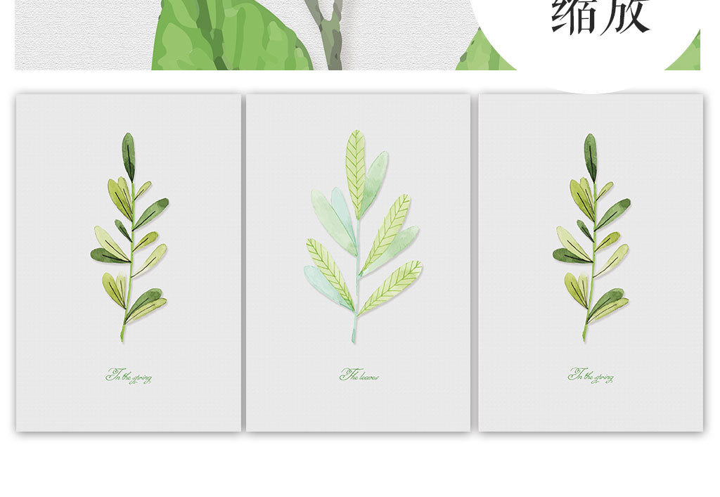 树叶蕨类植物叶子芭蕉叶小清新水墨装饰画简约现代清新装饰画背景墙图片