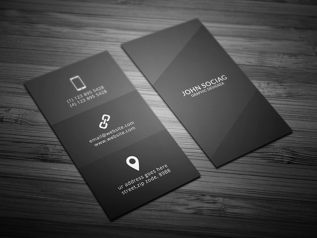 黑色简约个人竖版名片模板图片设计素材_高清
