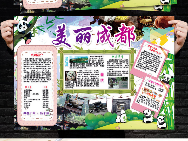 成都小报旅游家乡地理手抄报电子小报素材(图