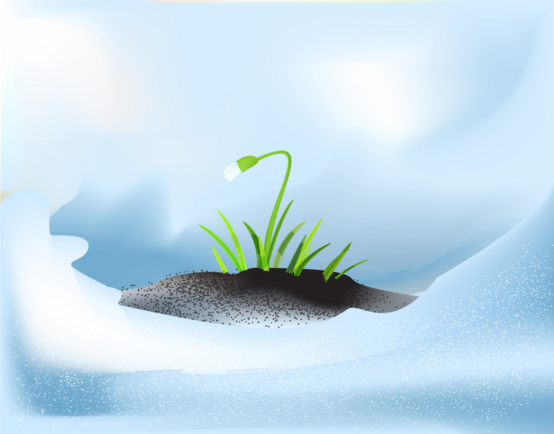 矢量图春天植物发芽设计植物种子希望冰雪(图