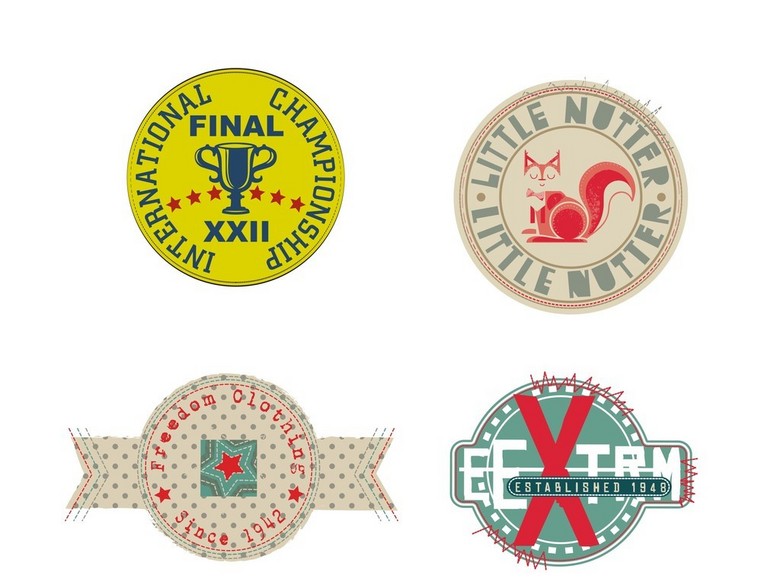 欧美徽章标志男装T恤图案英文字体(图片编号: