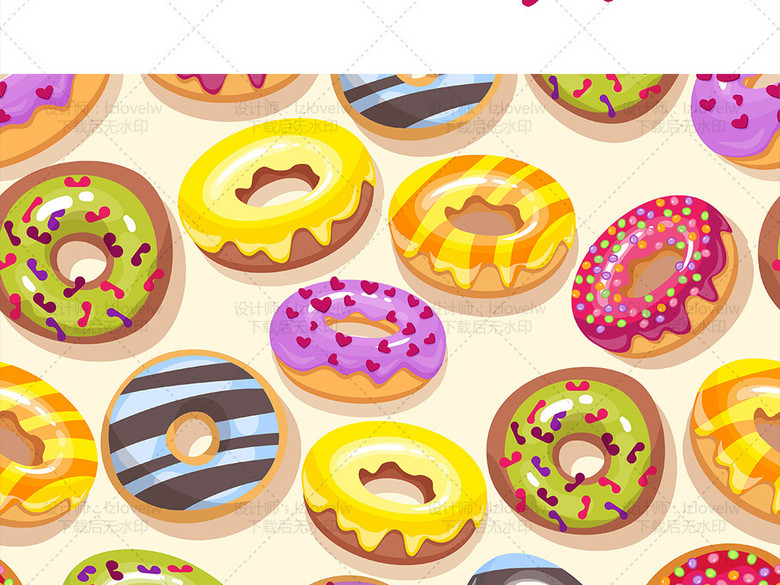 卡通矢量甜甜圈甜品素材(图片编号:16245549