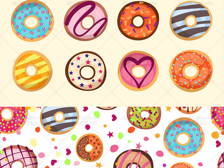 卡通矢量甜甜圈甜品素材(图片编号:16245549