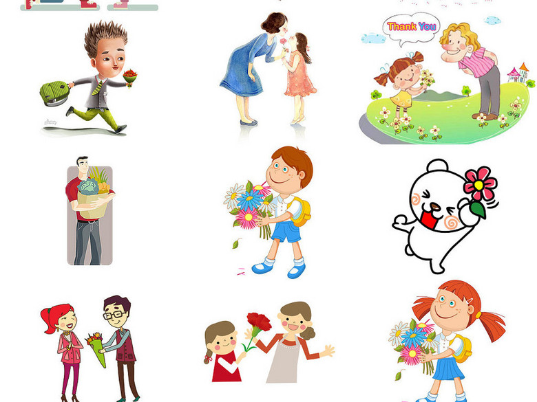 卡通送花素材送花免抠透明素材(图片编号:162