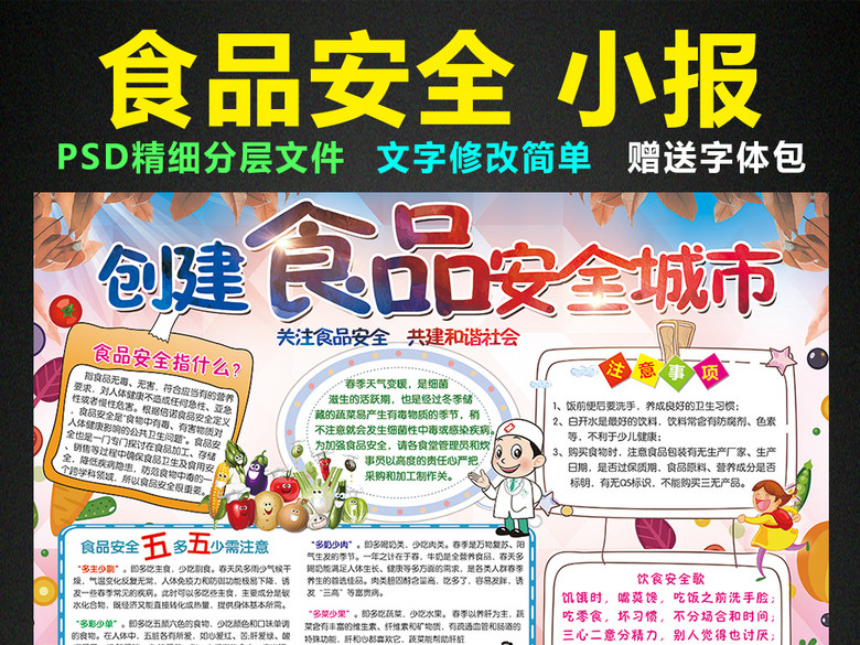 食品安全小报校园健康饮食手抄报电子小报(图