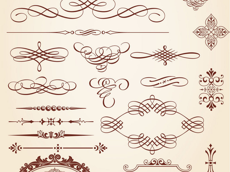 欧式花纹花边分隔符底纹欧式矢量图(图片编号