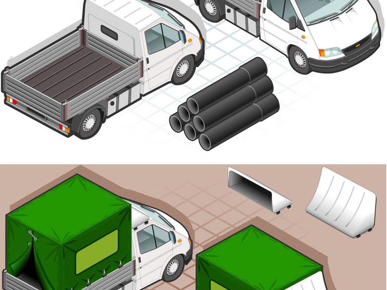 货车箱货汽车卡车设计卡通3D模型(图片编号:1