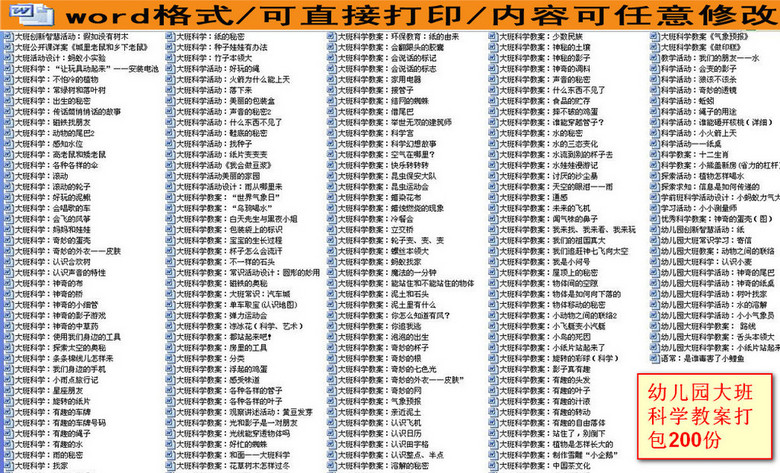 幼儿园大班科学教案打包200份(图片编号:1625