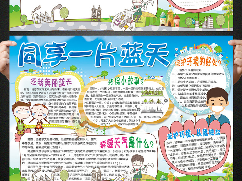 保护环境小报预防雾霾手抄报电子小报设计(图