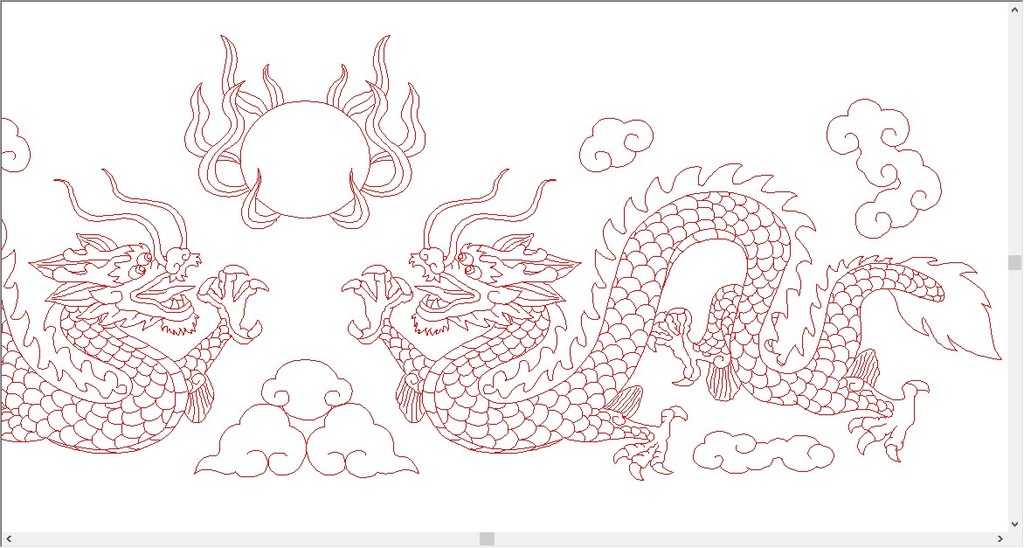 双龙戏珠线雕图cad格式