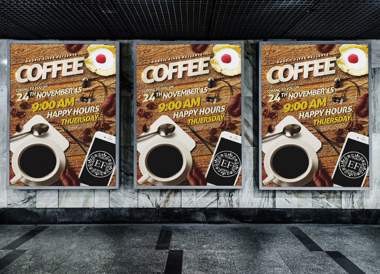 怀旧复古时尚文艺咖啡厅甜品店促销宣传海报(