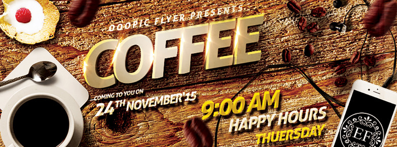 怀旧复古时尚文艺咖啡厅甜品店促销宣传海报(