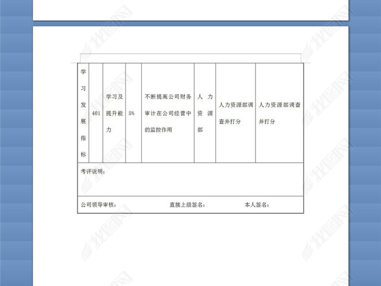 公司审计部经理绩效考核表图片下载doc素材-绩