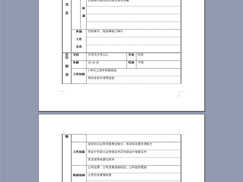 成本核算会计岗位职责说明书(图片编号:16264