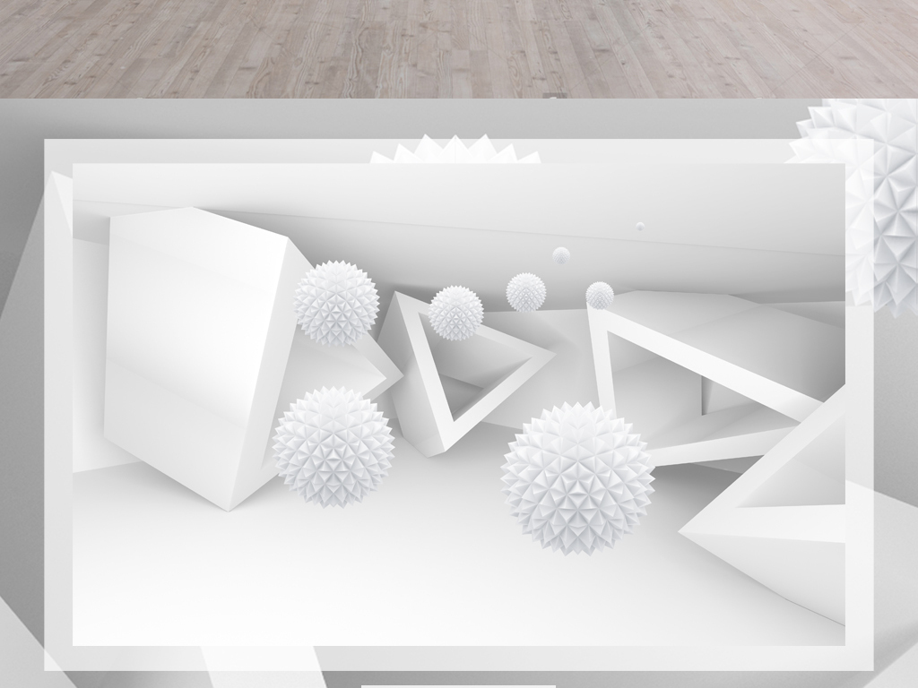 3D简约立体几何图形空间未来背景白色科技