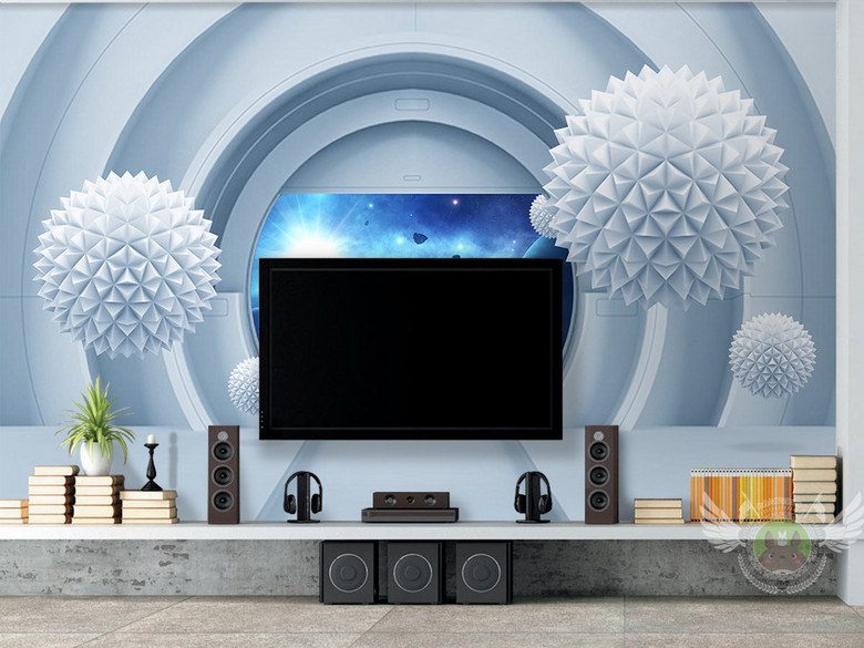 3d立体圆球太空站宇宙星空电视背景墙(图片编