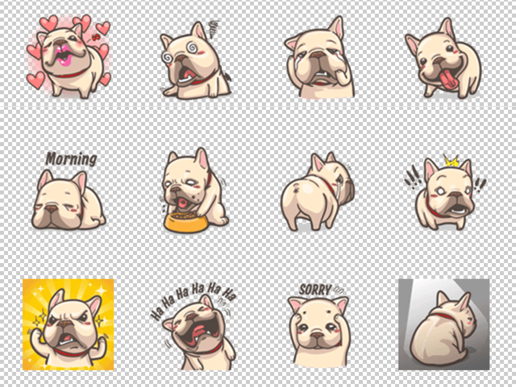 卡通可爱小狗免扣设计元素png