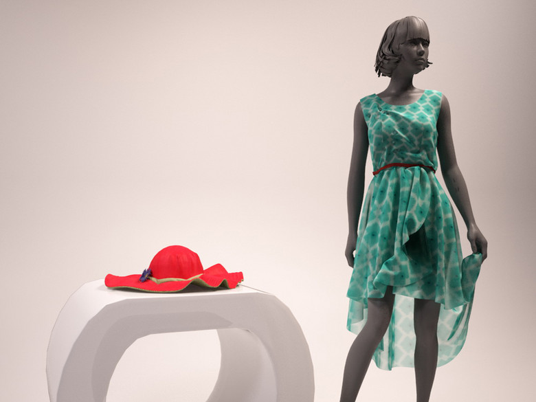 3d模型服装店夏天连衣裙女模特短裙模特(图片