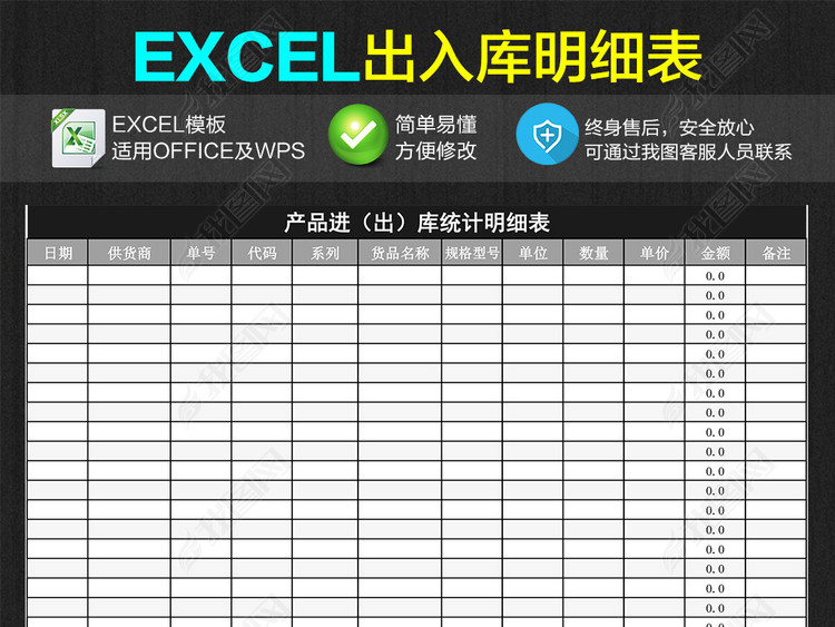 企业公司商品出入库库存统计明细表模板