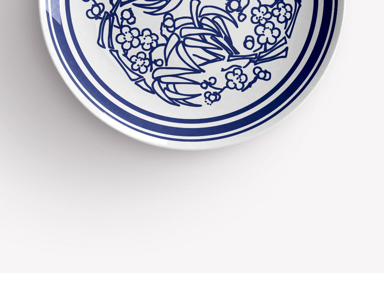 中国传统梅花竹子青花瓷圆盘图案(图片编号:1