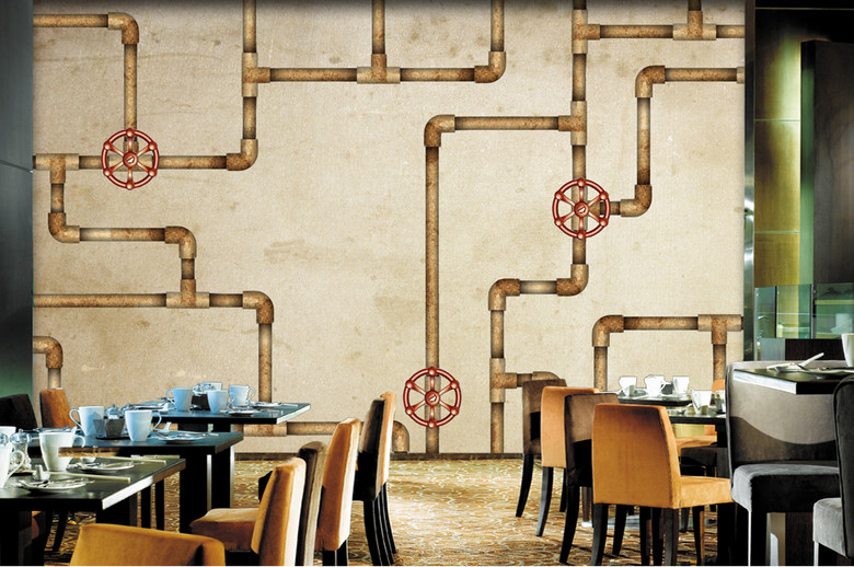 工业管道个性复古餐饮酒吧KTV背景墙(图片编