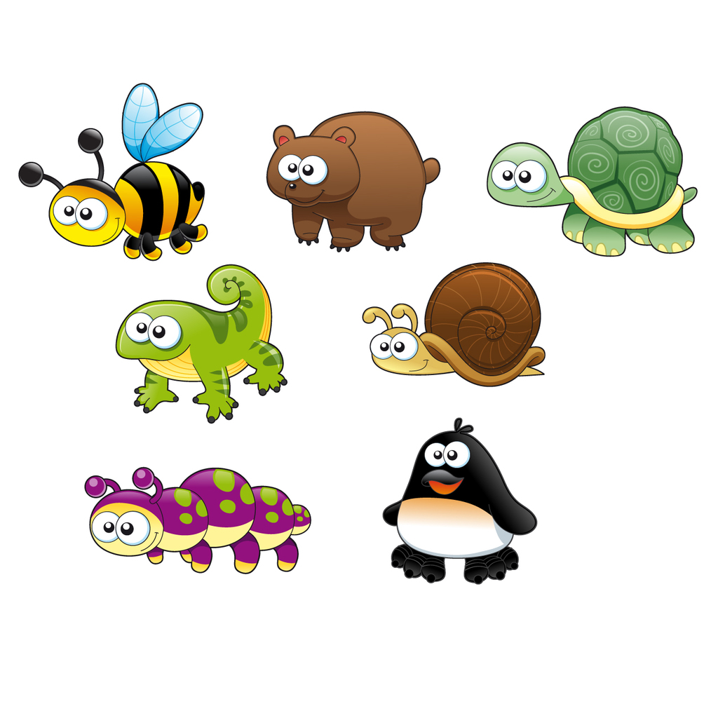 卡通动物蜜蜂熊乌龟蜗牛矢量图图片设计素材_
