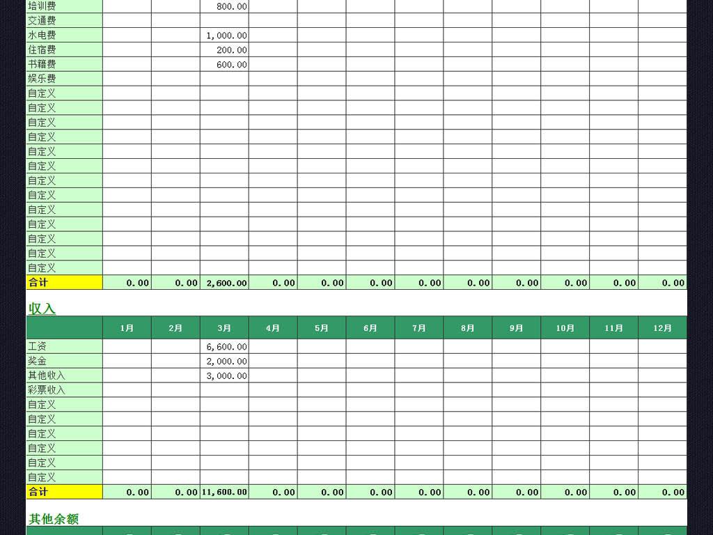 个人家庭公司收支日记账簿表格excel