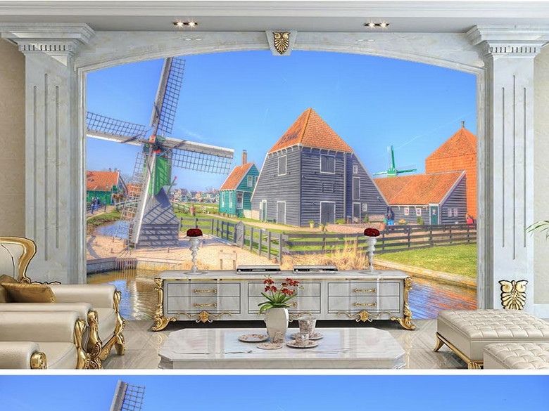 荷兰风车复古(图片编号:16321564)_电视背景墙