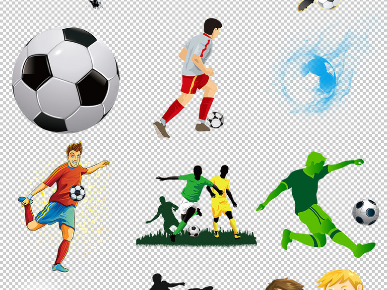 运动项目卡通踢足球人物剪影png设计素材(图片