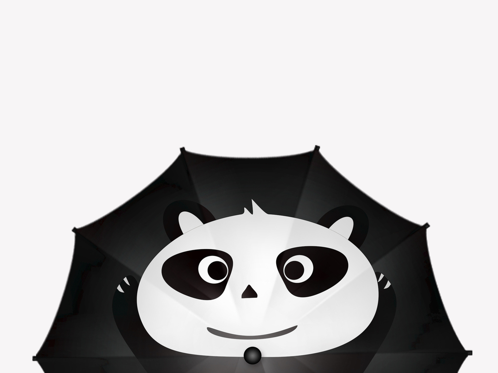 卡通矢量动物熊猫雨伞图案设计
