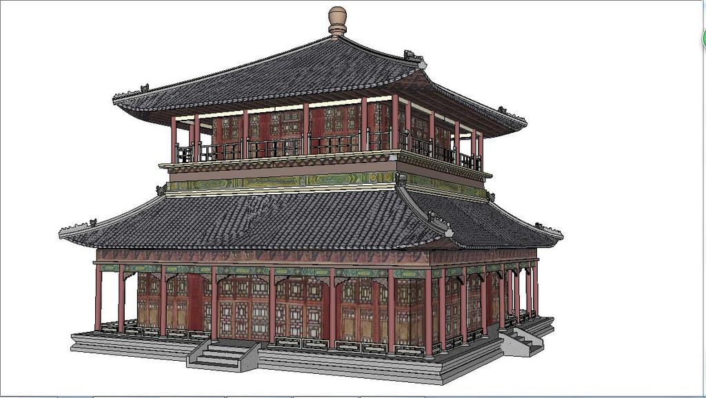 中式古建筑su模型设计图下载(图片0.69mb)_建筑模型库_su模型-我图网