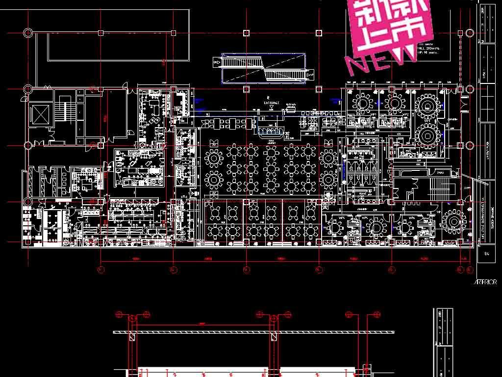 我图网提供独家原创火锅店全套及餐厅包间CAD建筑设计图正版素材下载, 此素材为原创版权图片,图片,作品体积为,是设计师QQ0810B2031F82A在2017-04-20 11:31:23上传, 素材尺寸/像素为-高清品质图片-分辨率为, 颜色模式为,所属CAD图纸分类,此原创格式素材图片已被下载0次,被收藏76次,作品模板源文件下载后可在本地用软件 AutoCAD 2006(.