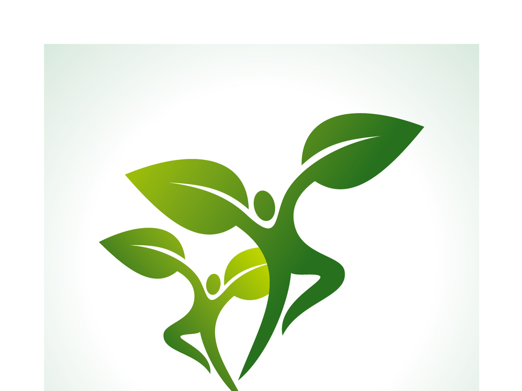 绿色树叶人物环保健康养生图标LOGO海报