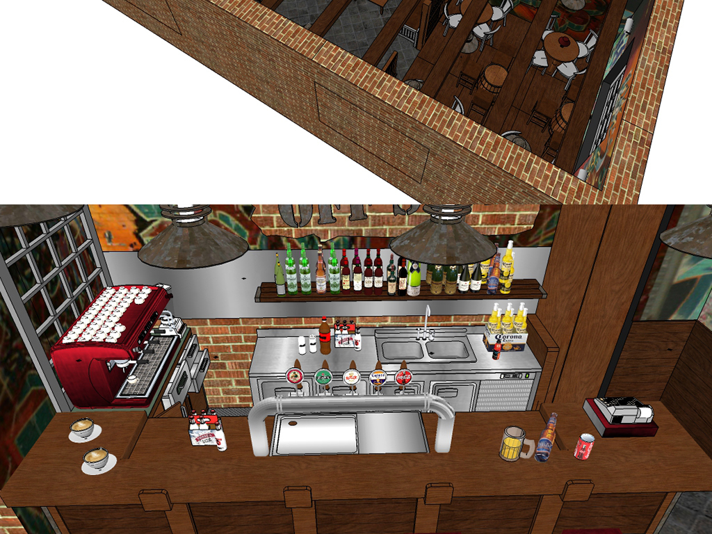 充满异国情调咖啡吧室内设计SU模型