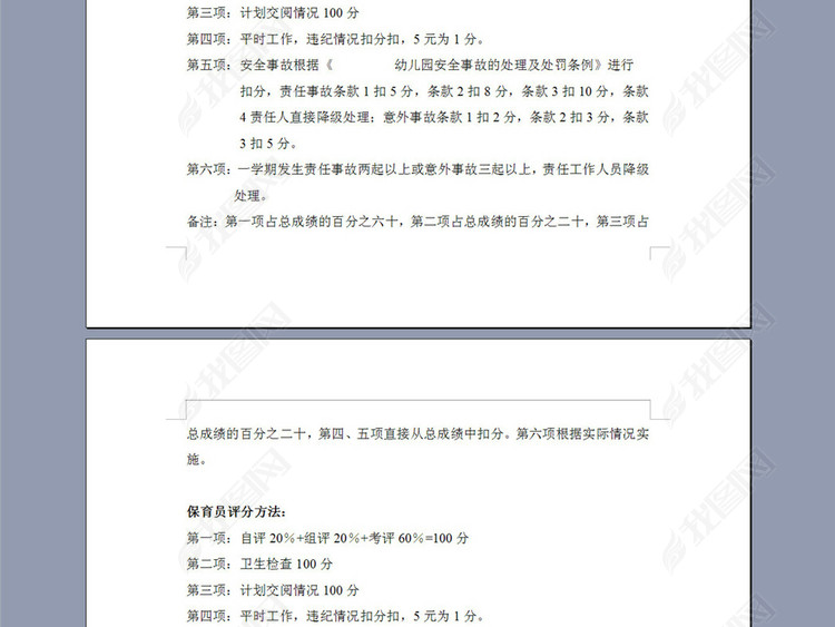 幼儿园职工考核细则及各项规章制度45页图片