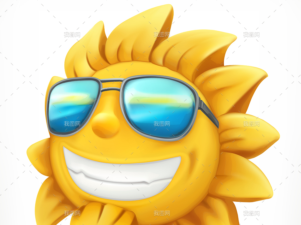 矢量卡通可爱夏日阳光沙滩旅游度假设计元素