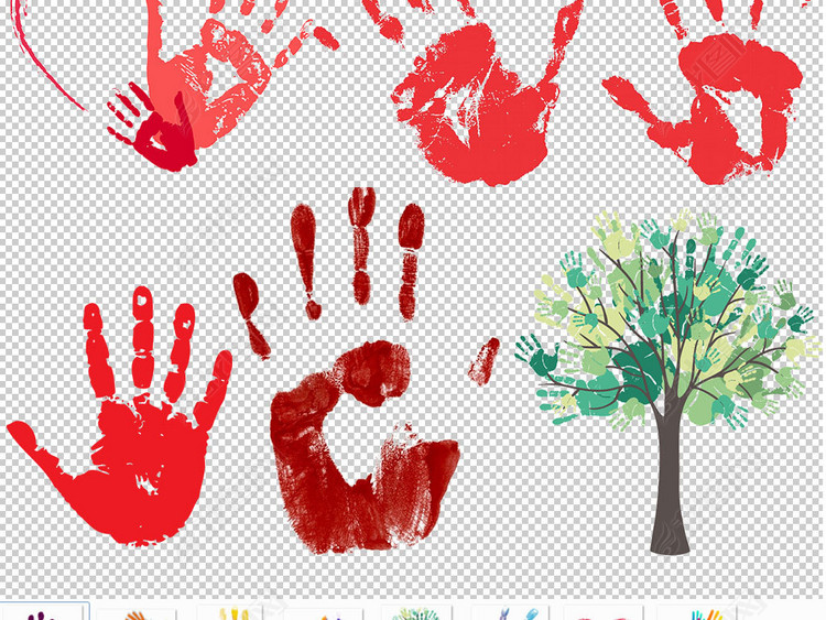 彩绘手印手掌特效印记海报素材图片下载png素
